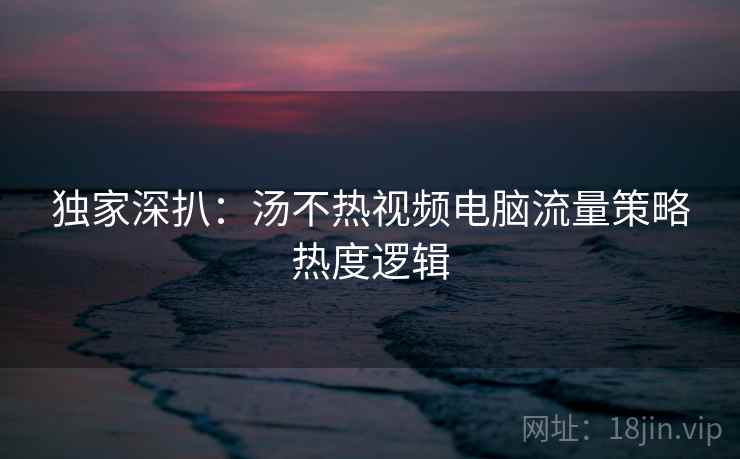 独家深扒:汤不热视频电脑流量策略热度逻辑 独家深扒:汤不热视频电脑流量策略热度逻辑